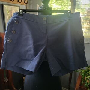 Isaac Mizrahi High Waist Navy Button Shorts